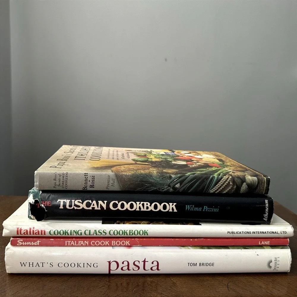 Vintage Lot 5 Cookbooks What's Cooking Pasta Italian Tuscan Papa Rossi Sunset HC